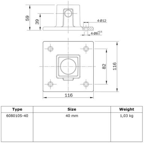 Karton Fußplatte - quadratisch - 40 mm (25 Stück)