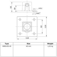 Doos Vierkante voetplaat - vierkant - 40 mm