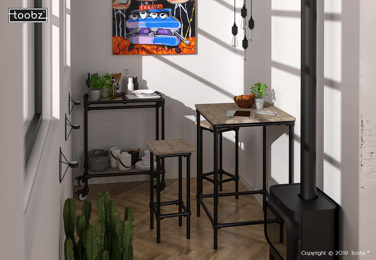 Tafel en Barkruk Newcastle: 33,7mm / zwart