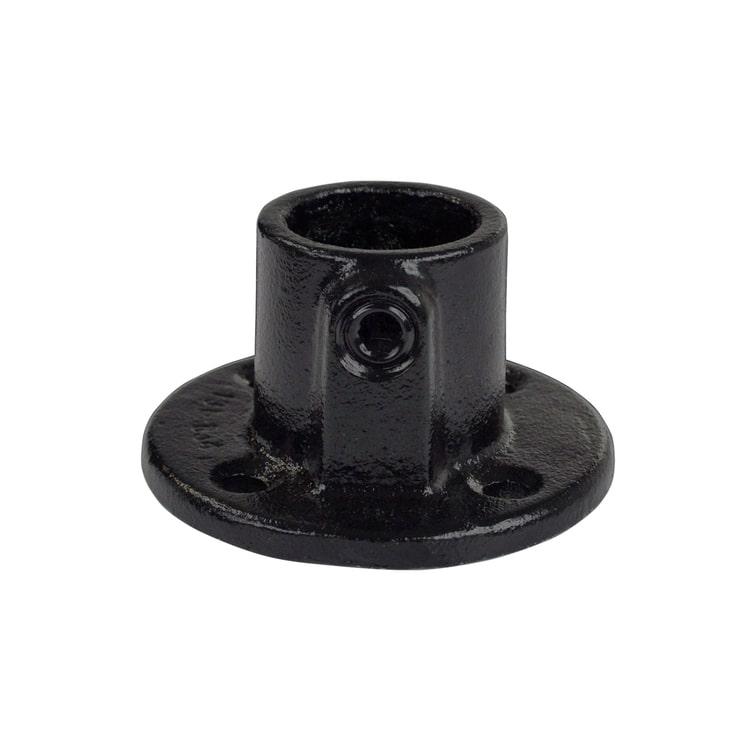 Karton Rohrverbinder Fußplatte rund - Schwarz-B / 26,9 mm (70 Stück)
