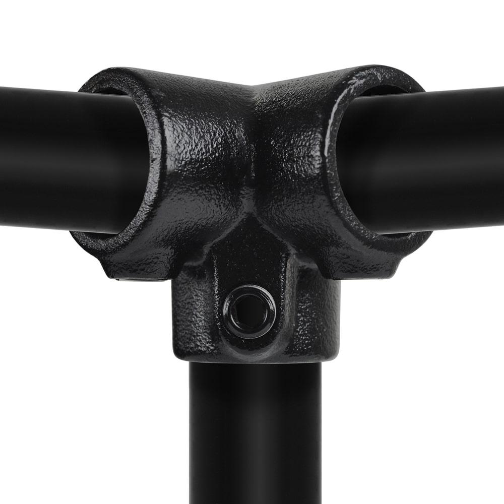 Buiskoppeling Drieweg kniestuk 90° - zwart-E / 48,3 mm