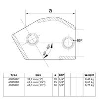 Buiskoppeling Verstelbaar kort T-stuk-E / 48,3 mm