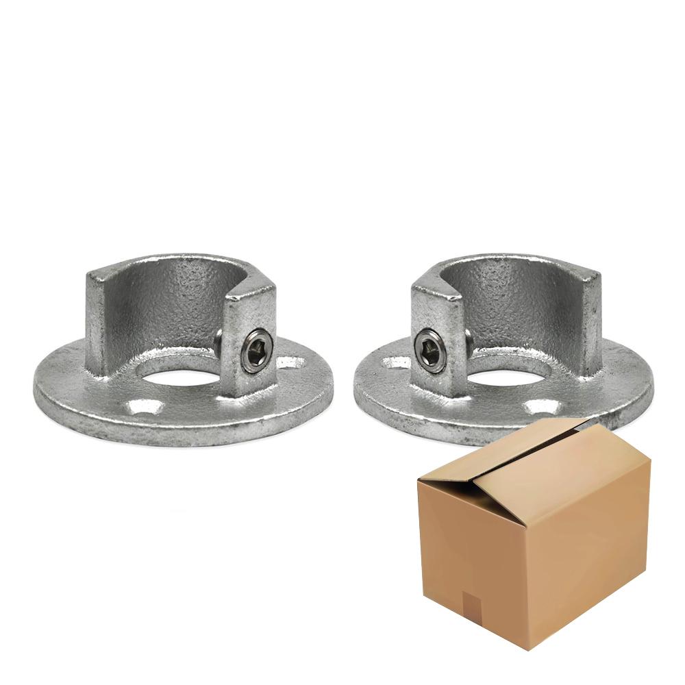 Karton Rohrverbinder Fußplatte rund mit Einlage (Set)-B / 26,9 mm (30 Stück)