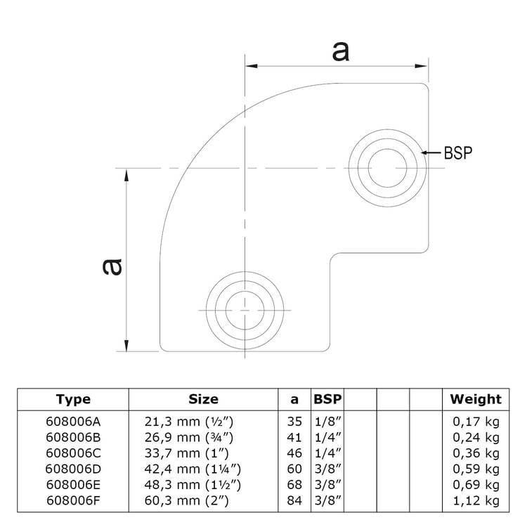 Karton Rohrverbinder Bogen 90°-C / 33,7 mm (45 Stück)