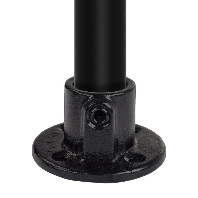 Karton Rohrverbinder Fußplatte rund - Schwarz-B / 26,9 mm (70 Stück)