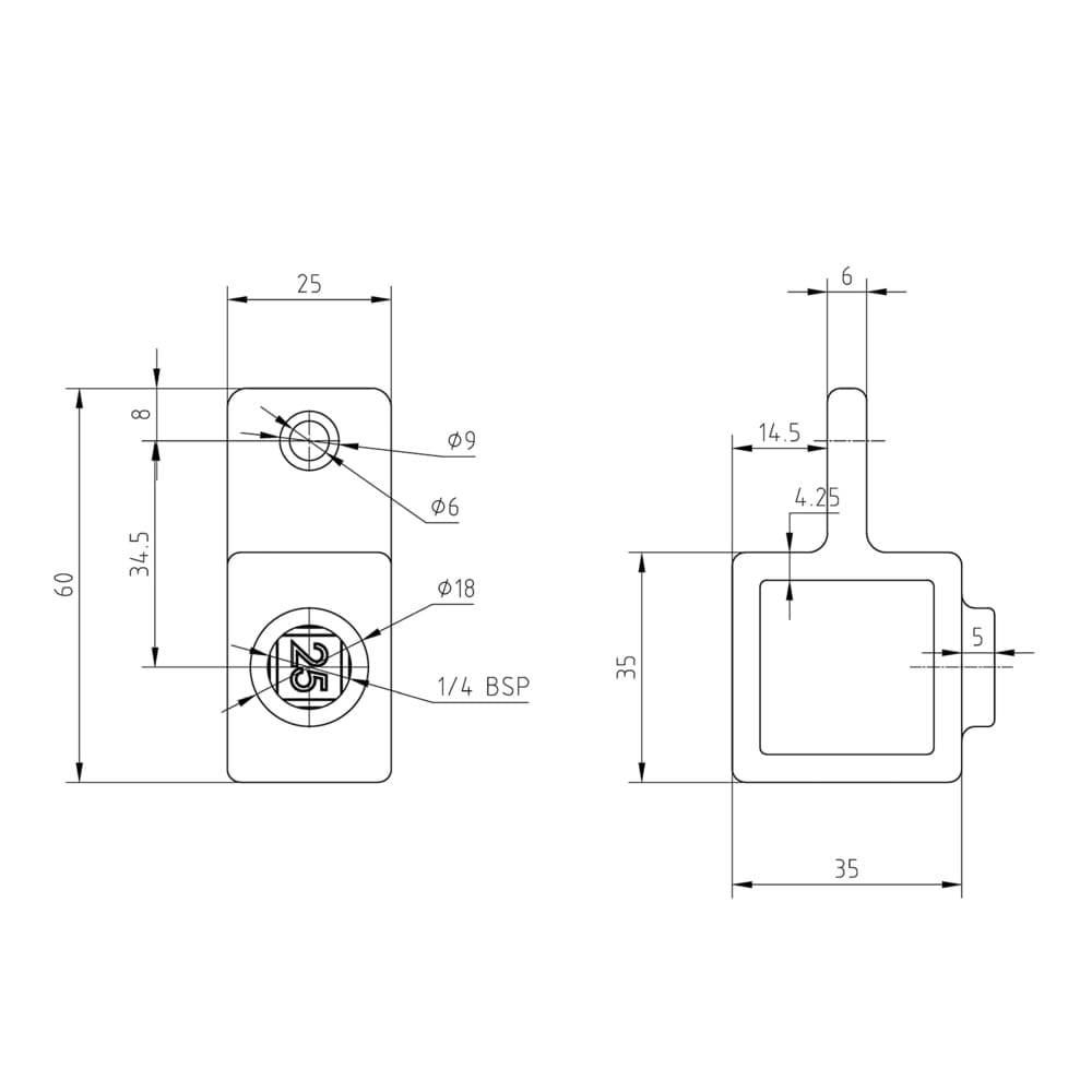 Karton Rohrverbinder Gelenkauge – Schwarz - quadratisch - 25 mm (170 Stück)