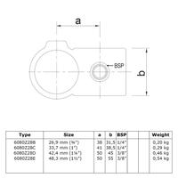 Rohrverbinder Kreuzstück vorgesetzt 90° - Schwarz-D / 42,4 mm