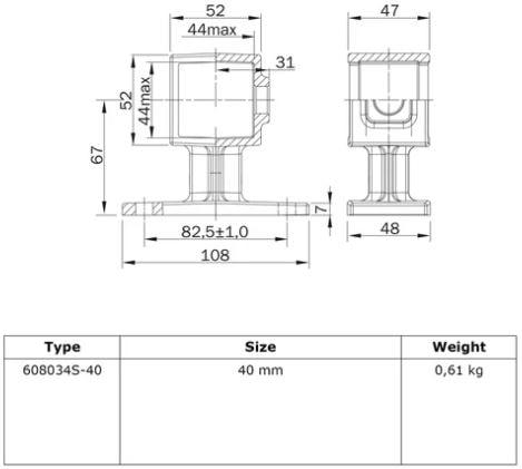 Rohrverbinder Handlaufhalterung - quadratisch - 40 mm