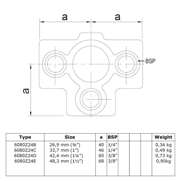Doos T-stuk met zij-uitgang - zwart-D / 42,4 mm (20 stuks)