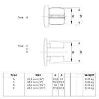 Inslagdop metaal - zwart-E / 48,3 mm