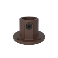 Buiskoppeling Ronde voetplaat met doorloop - vintage bruin-C / 33,7 mm