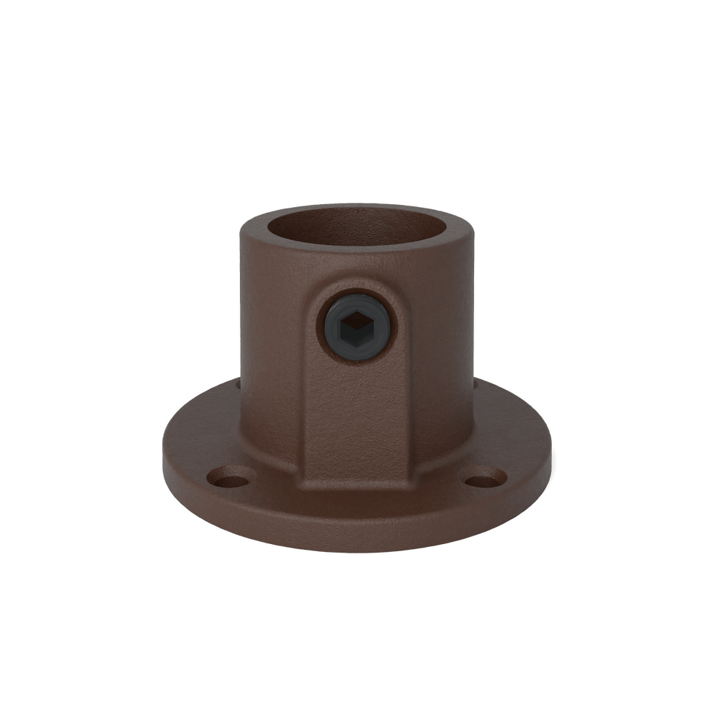 Buiskoppeling Ronde voetplaat met doorloop - vintage bruin-C / 33,7 mm