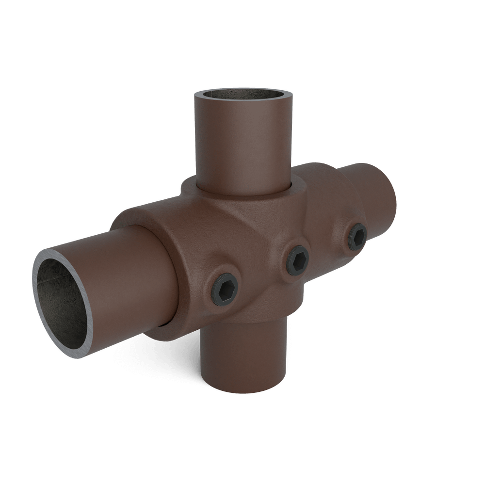 Buiskoppeling Kruisstuk in 1 vlak - vintage bruin