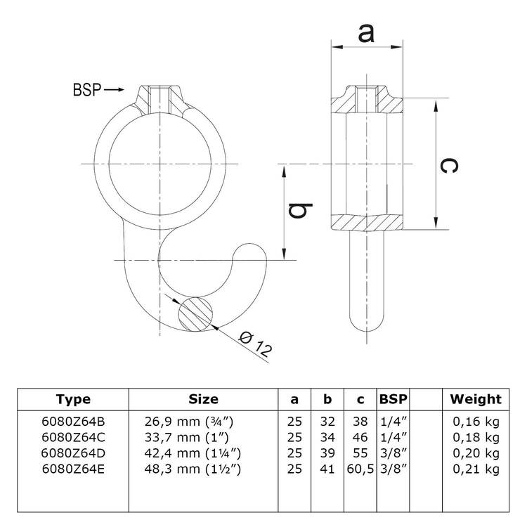 Doos Kapstokhaak - zwart-D / 42,4 mm (120 stuks)