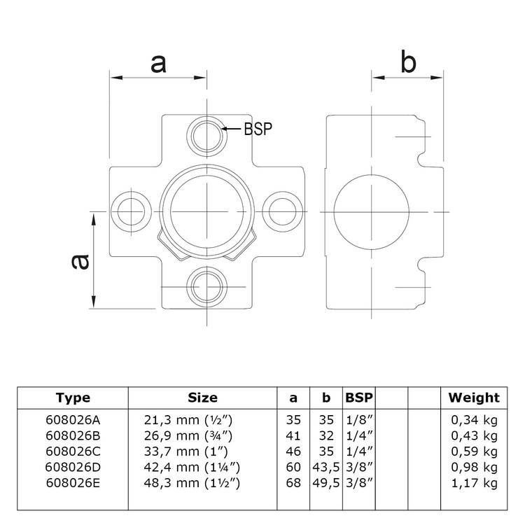 Rohrverbinder Kreuzstück für Stützrohr-B / 26,9 mm