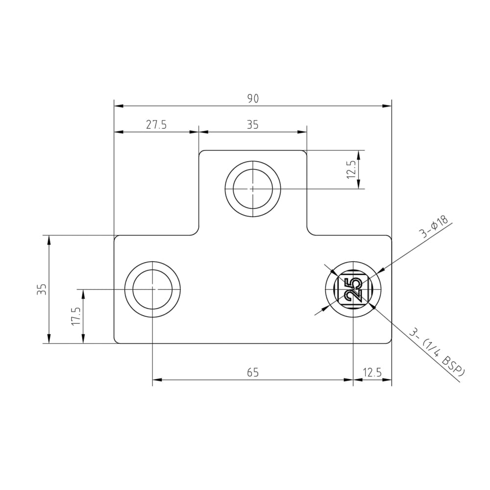 Buiskoppeling Lang T-stuk - zwart - vierkant - 25 mm Buiskoppeling Lang T-stuk - zwart - vierkant - 25 mm
