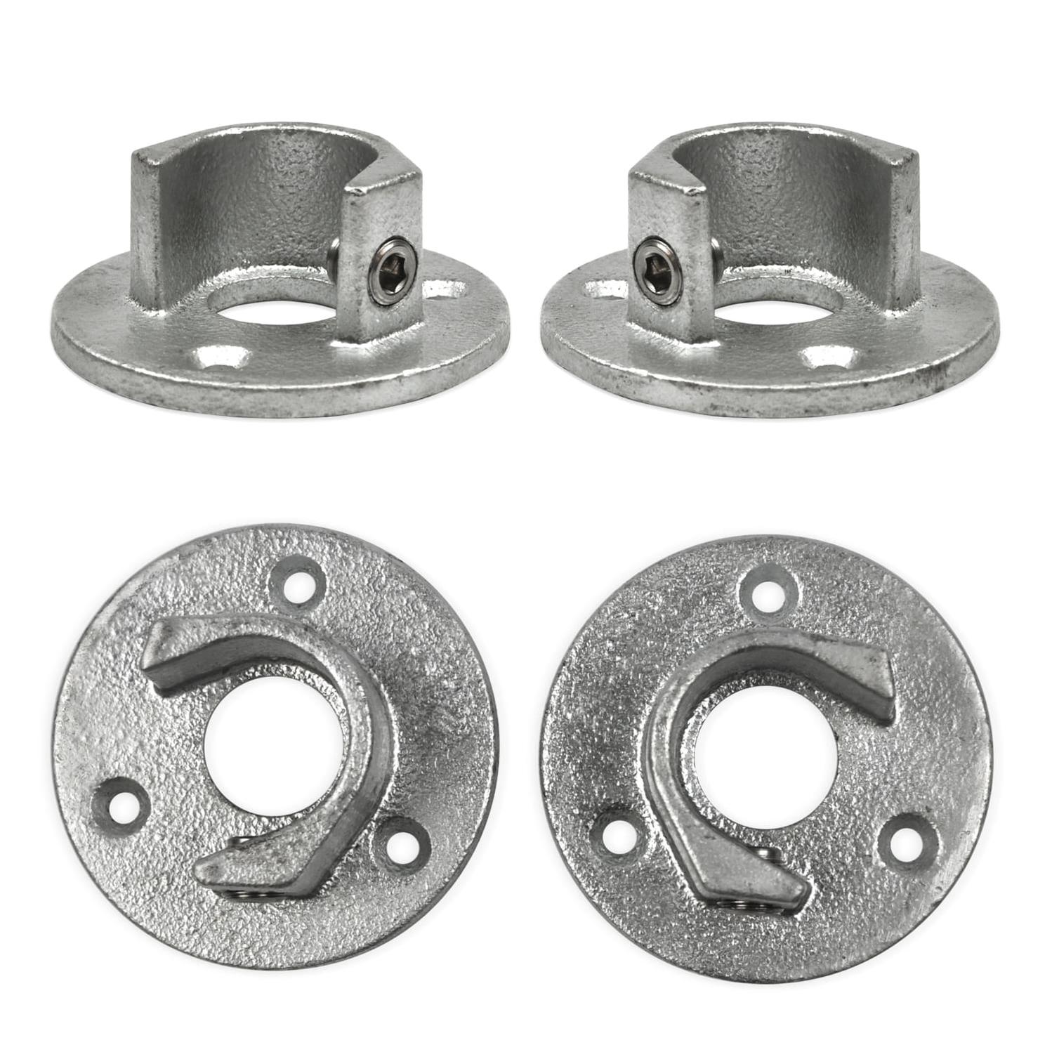 Rohrverbinder Fußplatte rund mit Einlage (Set)-B / 26,9 mm