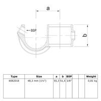 Rohrverbinder Kreuzstück offen mit Einlage-D / 42,4 mm Rohrverbinder Kreuzstück offen mit Einlage-D / 42,4 mm
