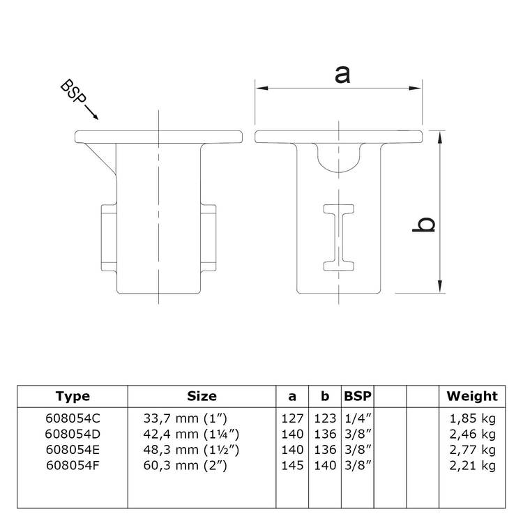 Karton Rohrverbinder Straßensockel-F / 60,3 mm (3 Stück)