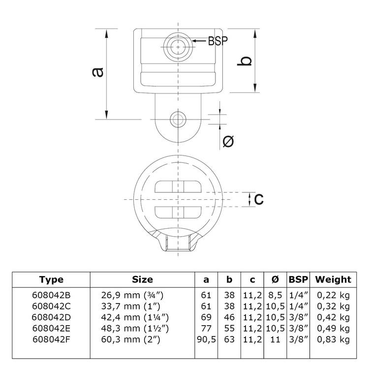 Doos Huls t.b.v. scharnierstuk-E / 48,3 mm (40 stuks)