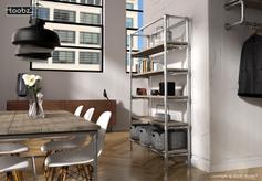 Open Kast Sheffield: L / 42,4mm / zilverkleurig