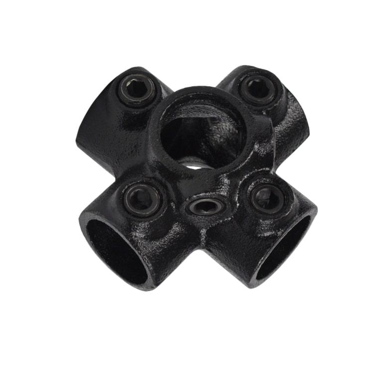 Karton Rohrverbinder Kreuzstück für Stützrohr - Schwarz-D / 42,4 mm (15 Stück)