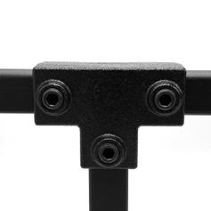 Karton T-Stück Lang – Schwarz - quadratisch - 25 mm (50 stück)