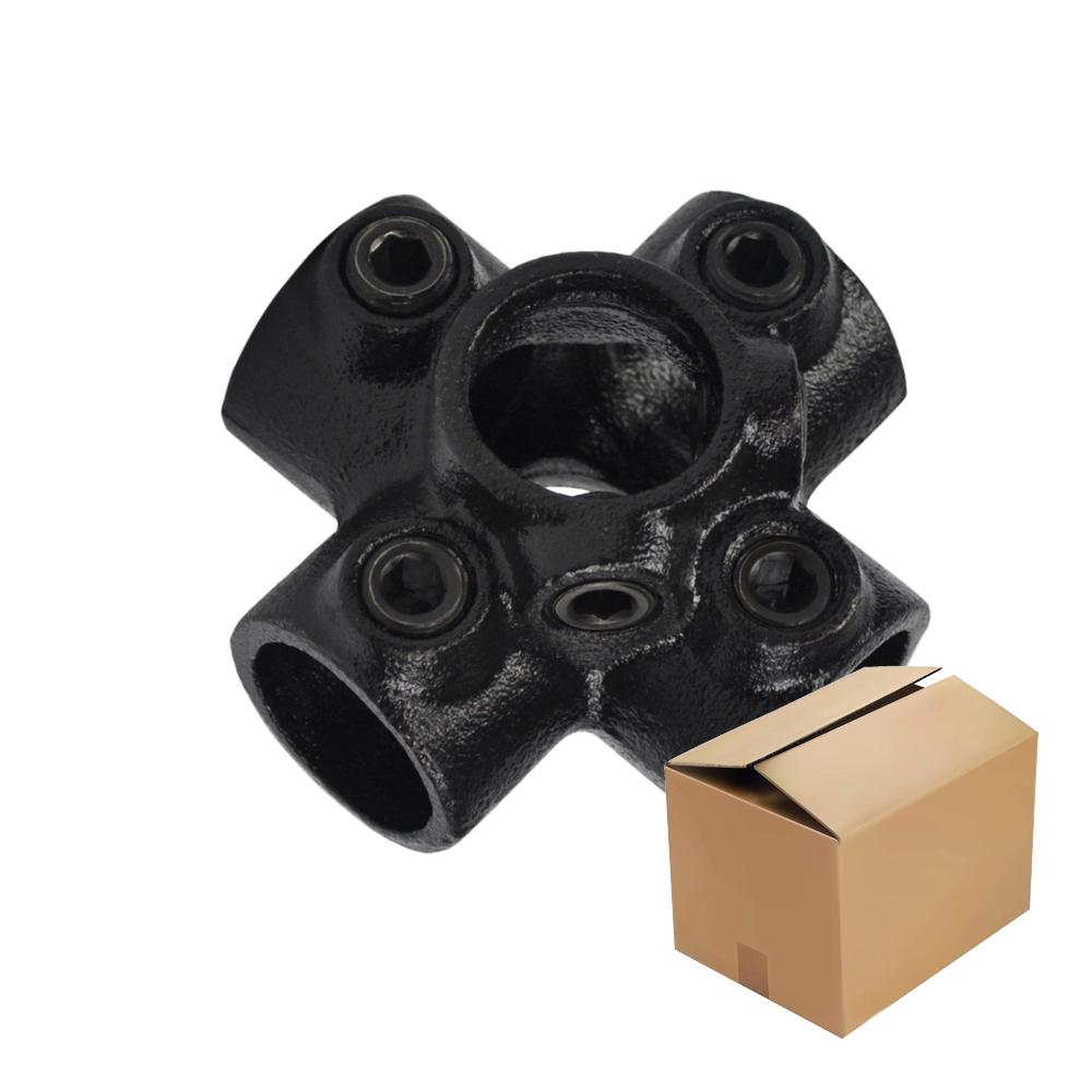 Karton Rohrverbinder Kreuzstück für Stützrohr - Schwarz-D / 42,4 mm (15 Stück)