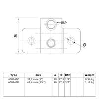 Karton Rohrverbinder Wandhalter horizontal extra schwer-D / 42,4 mm (15 Stück)