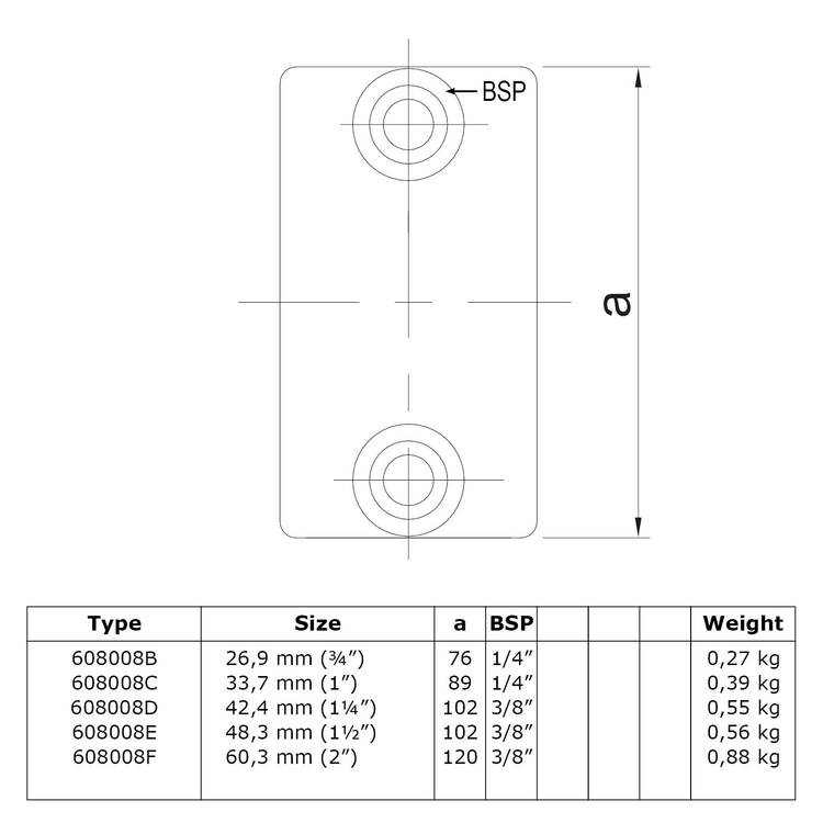 Karton Rohrverbinder Verlängerungsstück außen-F / 60,3 mm (20 Stück)
