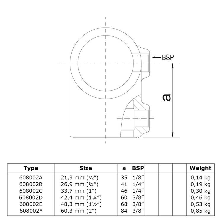 Buiskoppeling Kort T-stuk-F / 60,3 mm