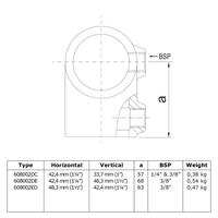 Karton Rohrverbinder T-Stück kurz - Kombinationsmaß-FE / 60,3 mm - 48,3 mm (25 Stück)