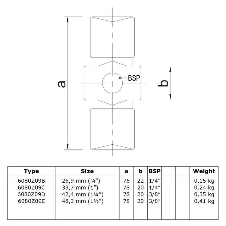 Buiskoppeling Inwendig koppelstuk - zwart-C / 33,7 mm