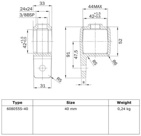 Doos Oogdeel enkele lip - vierkant - 40 mm (50 stuks)