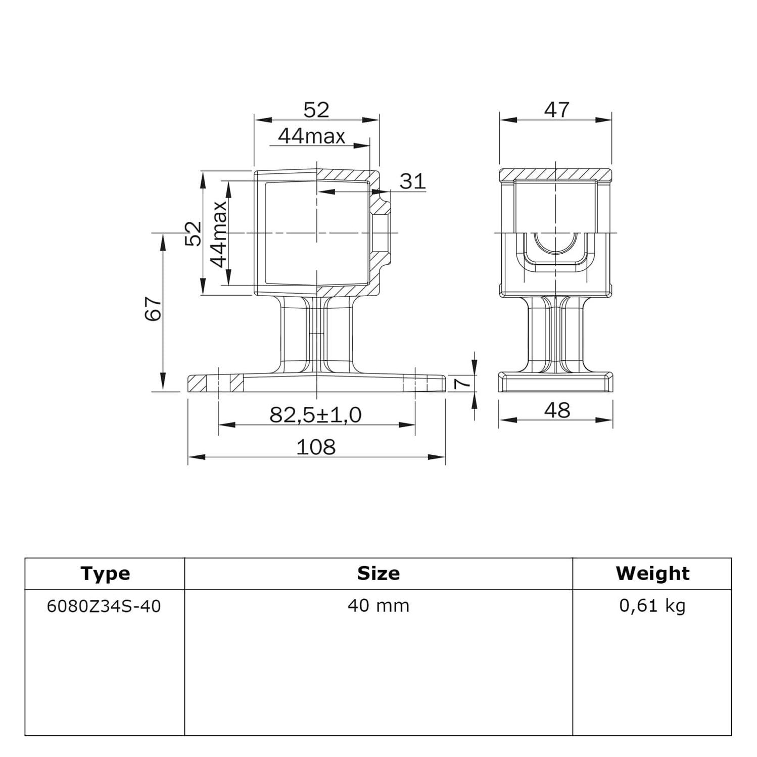 Doos Leuningdrager - zwart - vierkant - 40 mm (25 stuks)