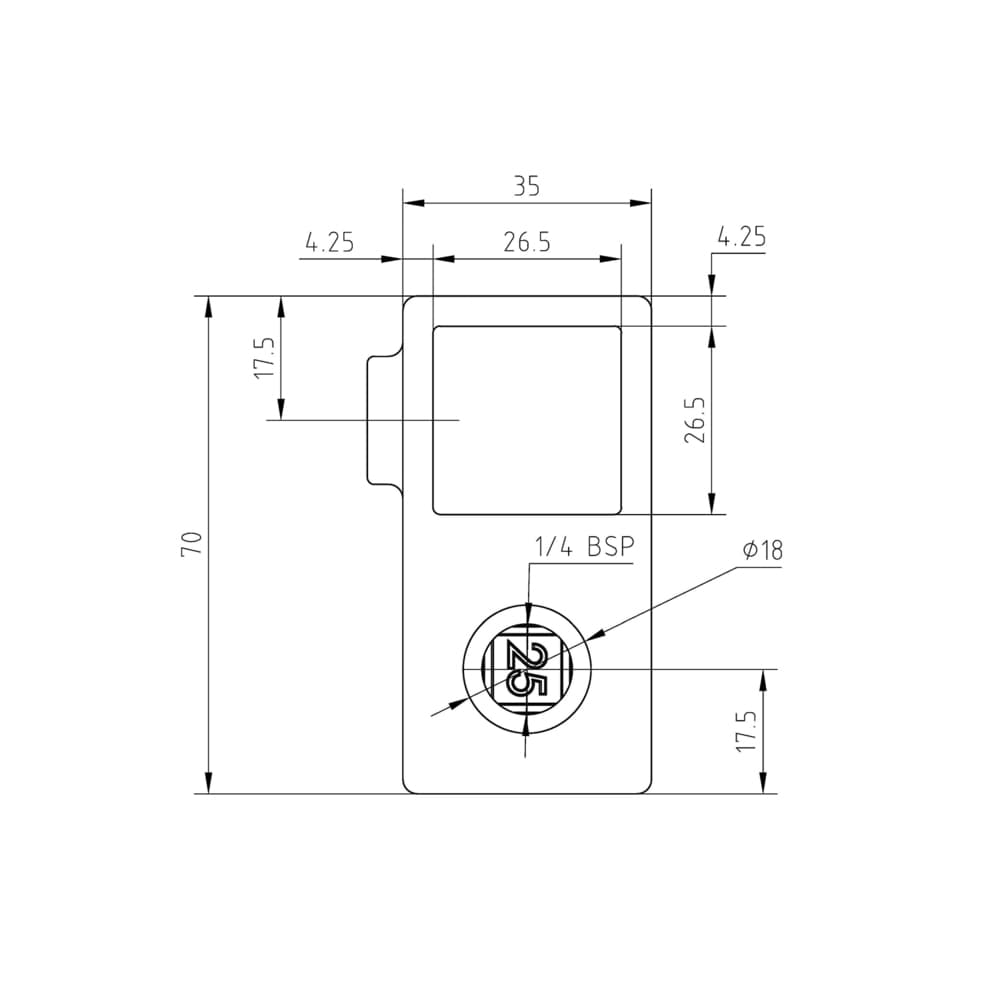 Doos Kruisstuk 90° - zwart - vierkant - 25  (100 stuks)