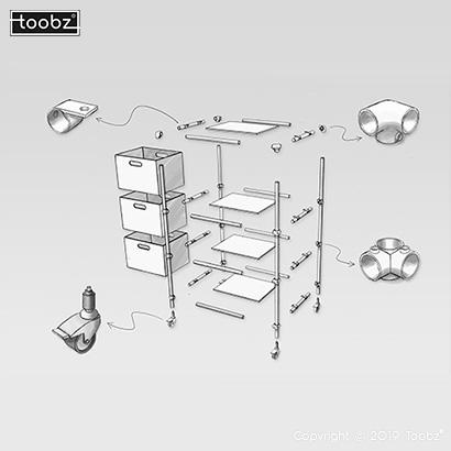 Badkamertrolley Brighton: 26,9mm / zwart