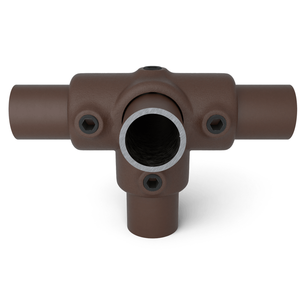 Buiskoppeling T-stuk met zij-uitgang - vintage bruin-B / 26,9 mm