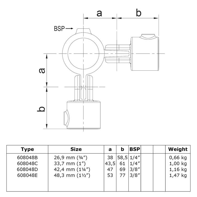 Karton Rohrverbinder Gelenkstück doppelt 90°-C / 33,7 mm (20 stück)