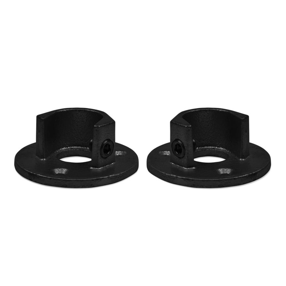 Karton Rohrverbinder Fußplatte rund mit Einlage (Set) - Schwarz-C / 33,7 mm (20 Stück)