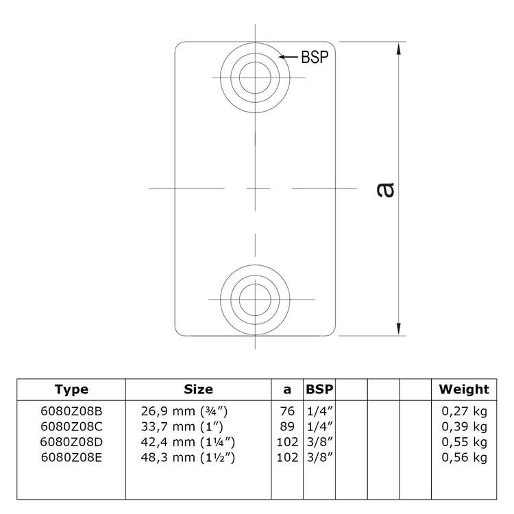 Buiskoppeling Koppelstuk - zwart-E / 48,3 mm