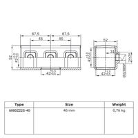 Rohrverbinder Kreuzstück durchgehend – Schwarz - quadratisch - 40 mm