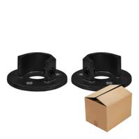 Karton Rohrverbinder Fußplatte rund mit Einlage (Set) - Schwarz-C / 33,7 mm (20 Stück)