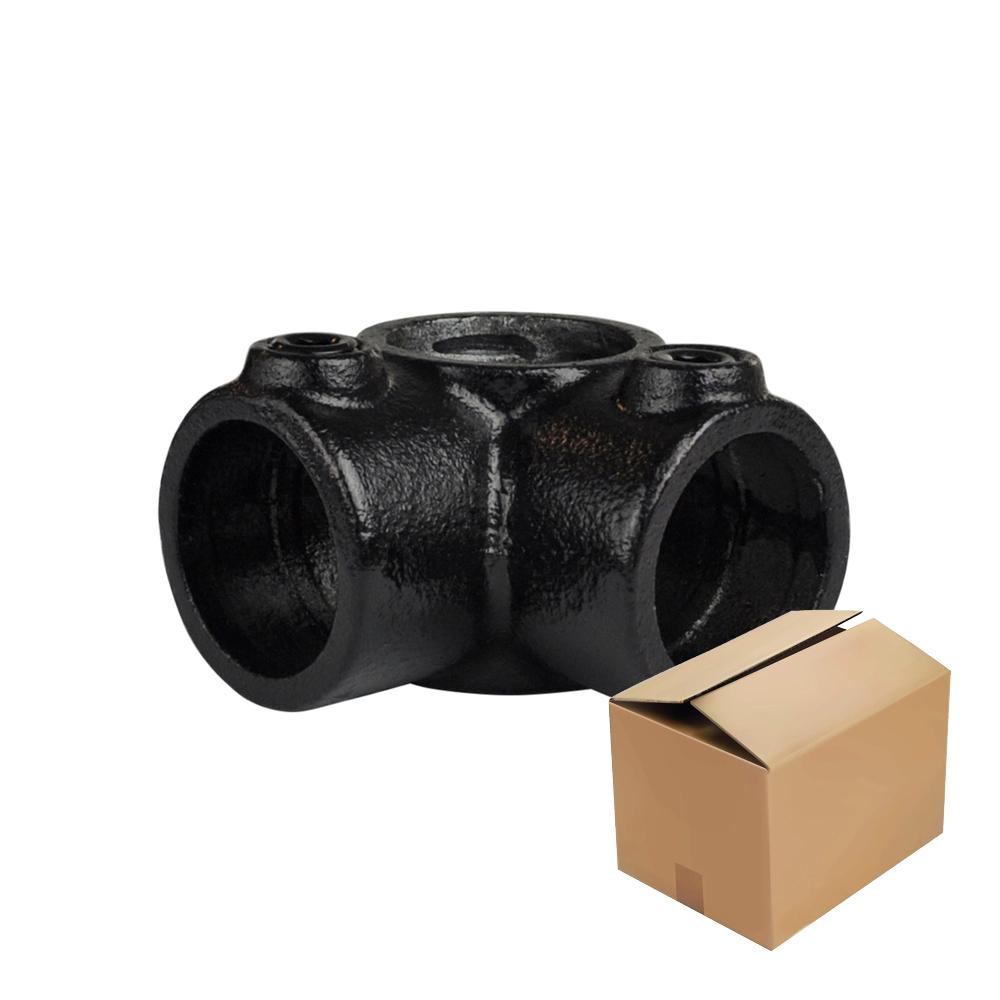 Karton Rohrverbinder Eckstück durchgehend - Schwarz-E / 48,3 mm (20 Stück)
