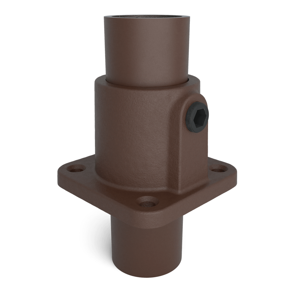 Buiskoppeling Vierkante voetplaat met doorloop - vintage bruin-B / 26,9 mm