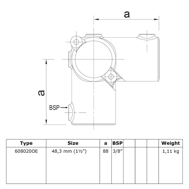 Karton Rohrverbinder offenes klappbares Eckstück durchlaufend 90°-E / 48,3 mm (18 Stück)