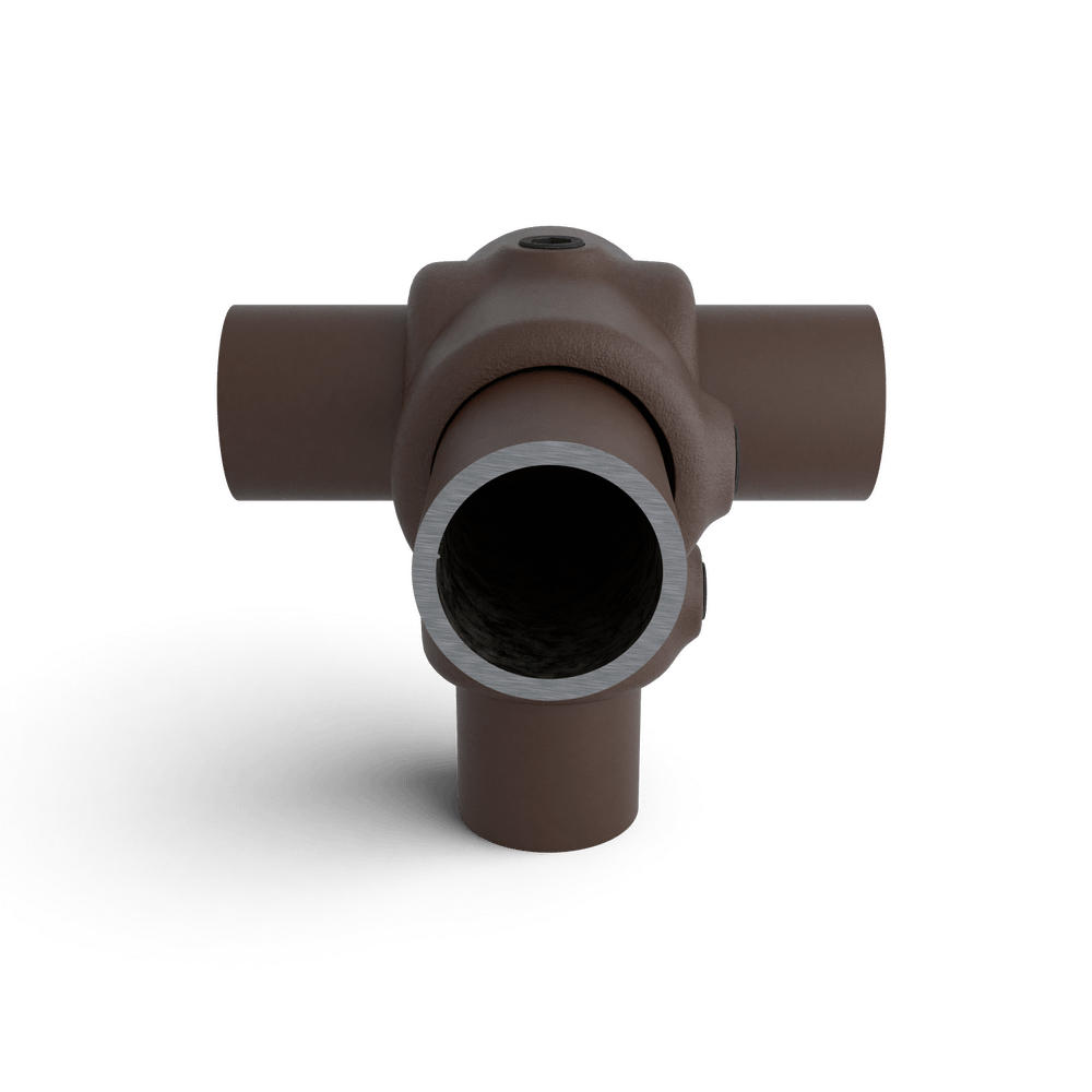 Buiskoppeling T-stuk met zij-uitgang - vintage bruin-B / 26,9 mm