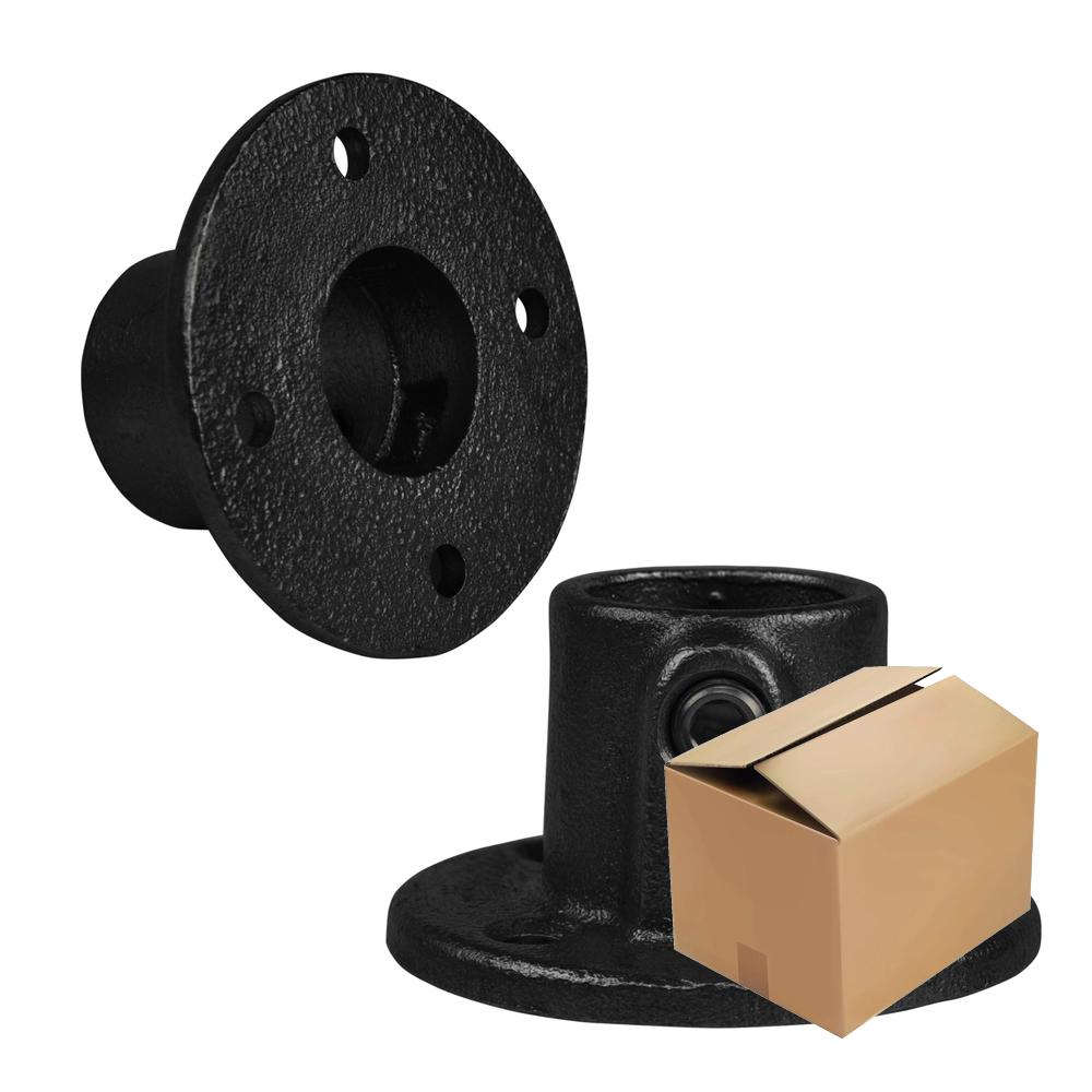 Karton Rohrverbinder Fußplatte rund durchgehend - Schwarz- B / 26,9 mm (70 Stück)