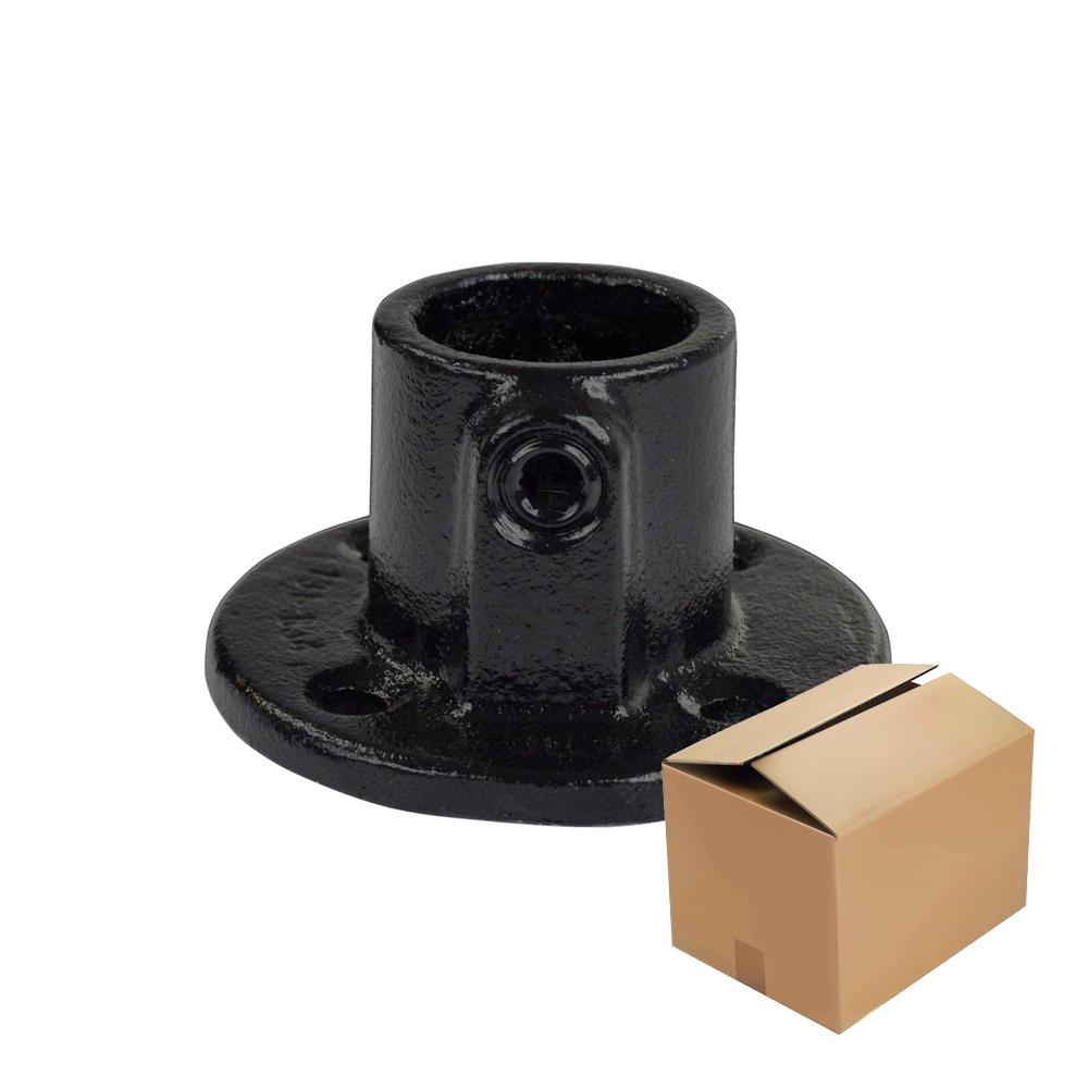 Karton Rohrverbinder Fußplatte rund - Schwarz-B / 26,9 mm (70 Stück)