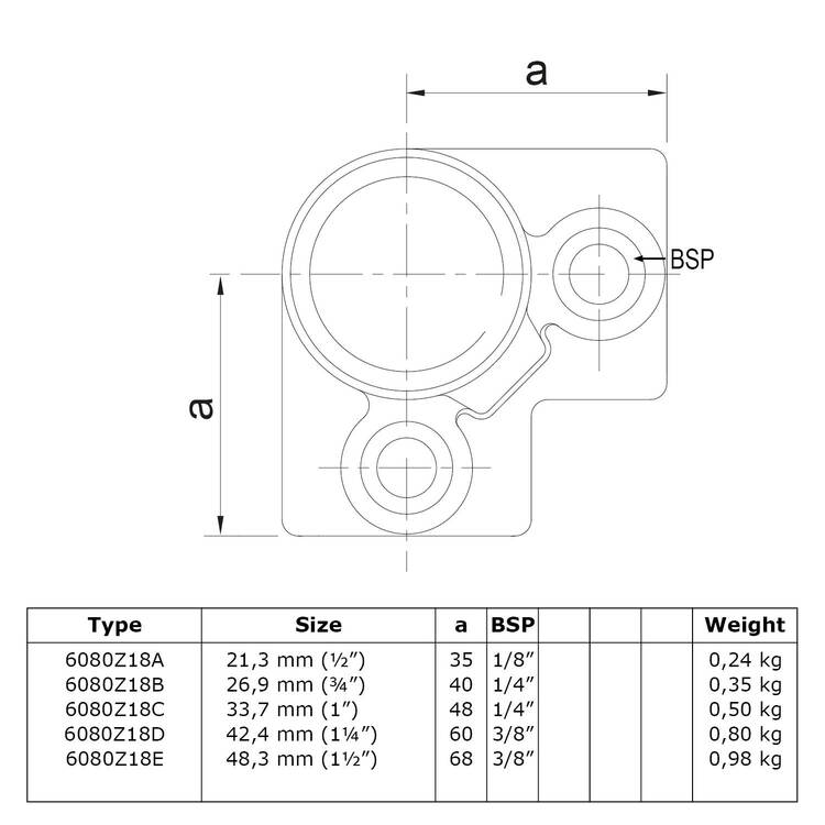 Buiskoppeling Drieweg kniestuk 90° - zwart-E / 48,3 mm